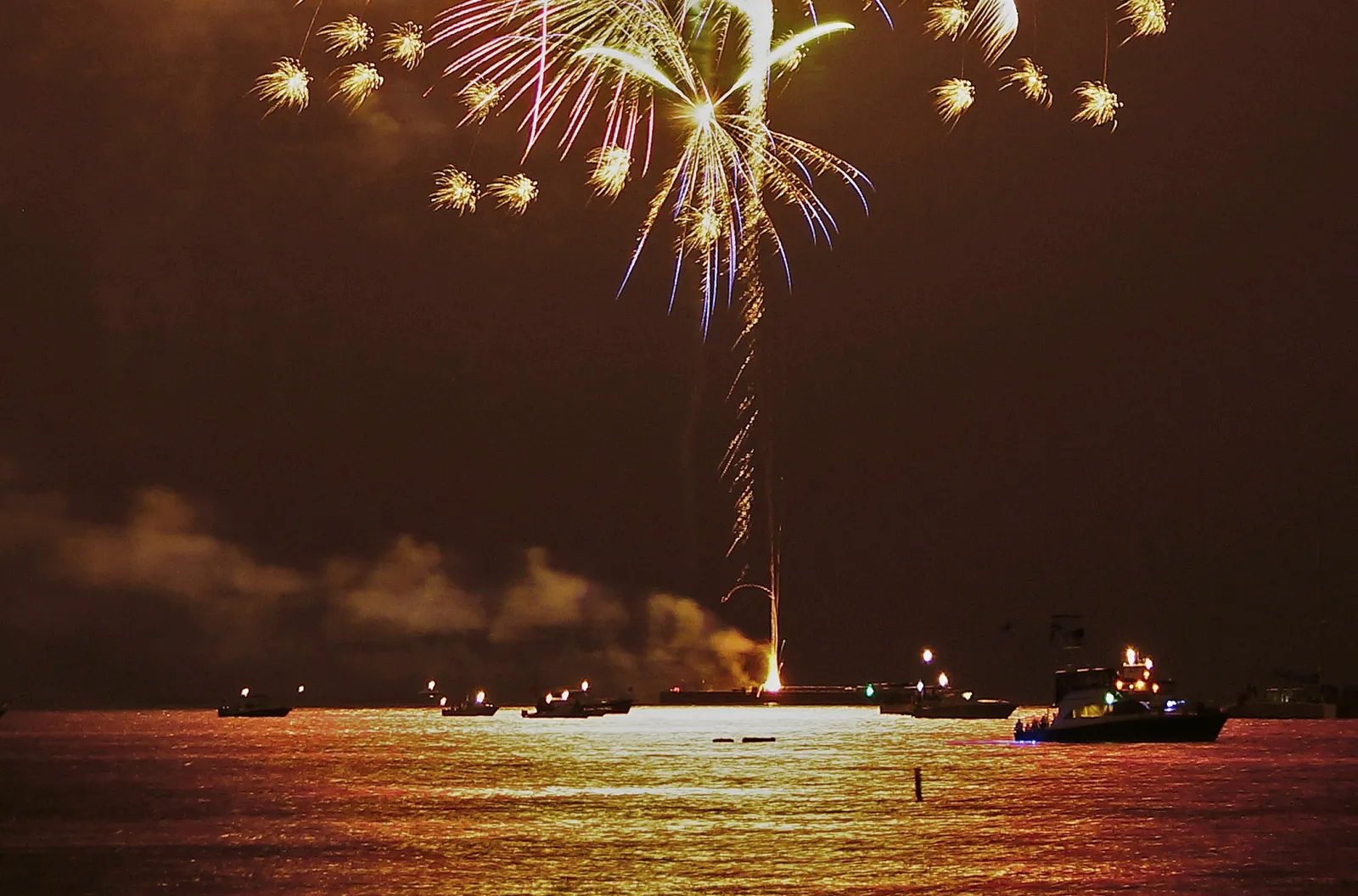 Fourth of July fireworks over the ocean off the beach in neighboring Fort Lauderdale.