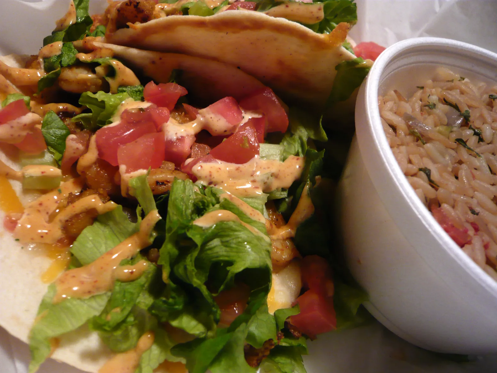 A plate of shrimp tacos.