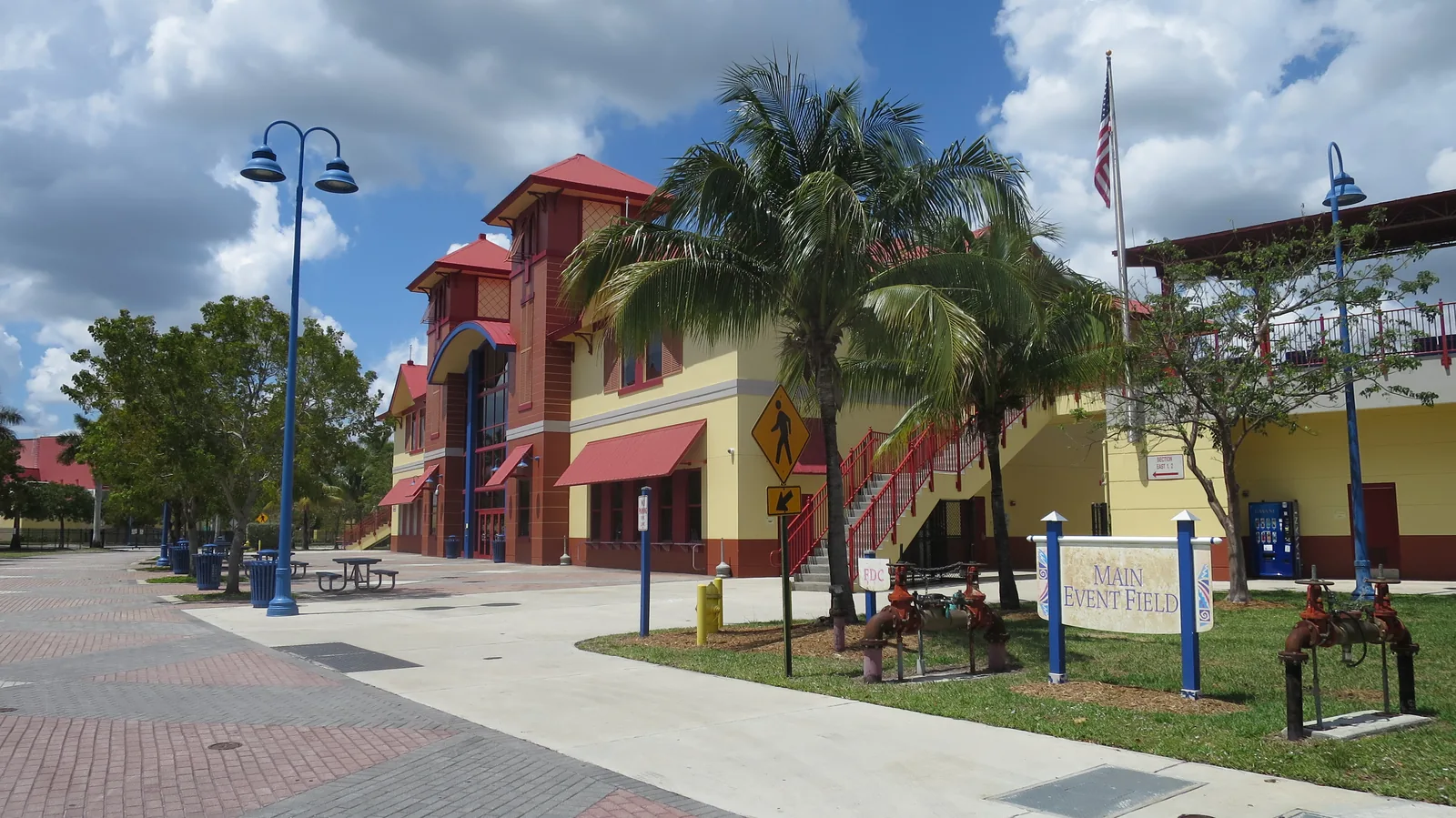 The cricket stadium at Central Broward Regional Park, the Broward County park on Sunrise Boulevard in Lauderhill, northeast of Park East.