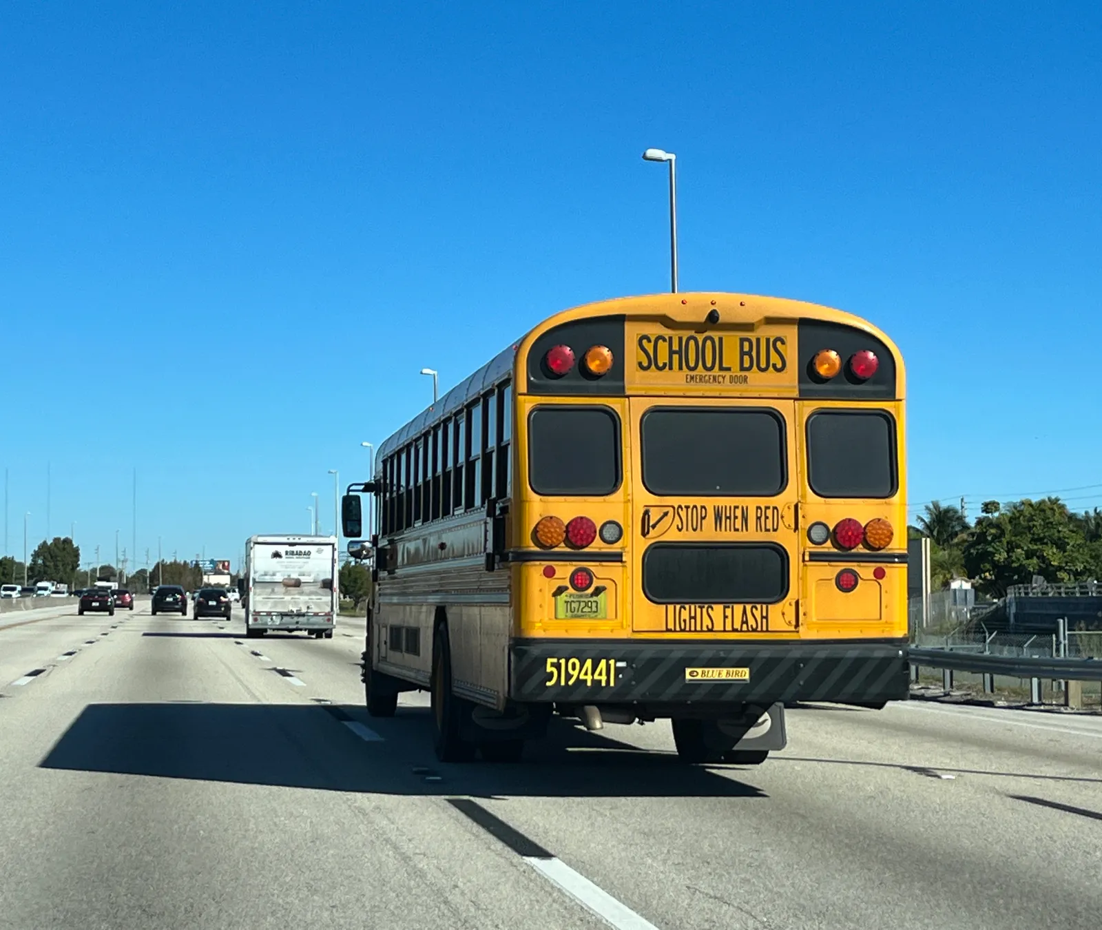 A school bus heading along Florida's Turnpike in Broward County.